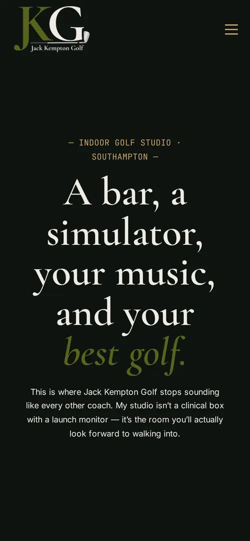 Jack Kempton Golf website on a phone