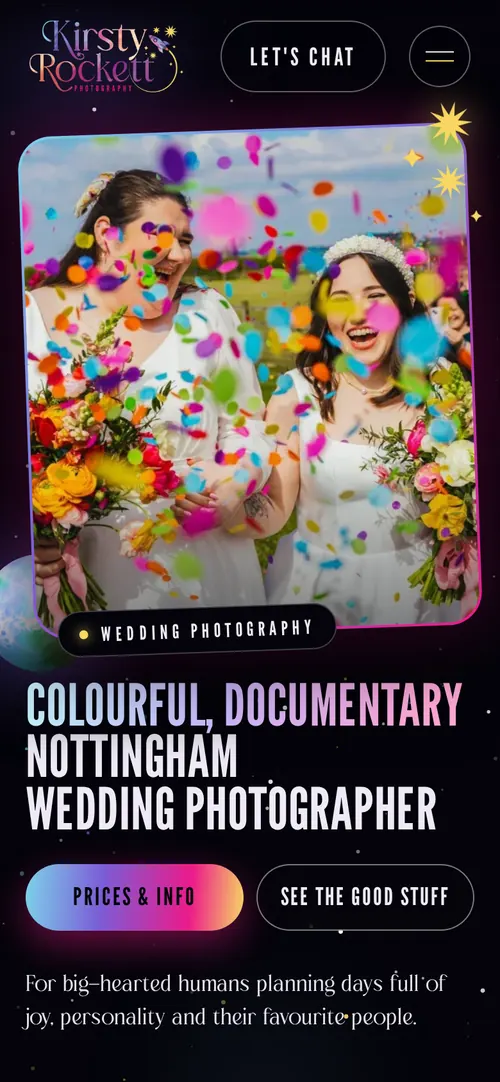Kirsty Rockett Photography website on a phone