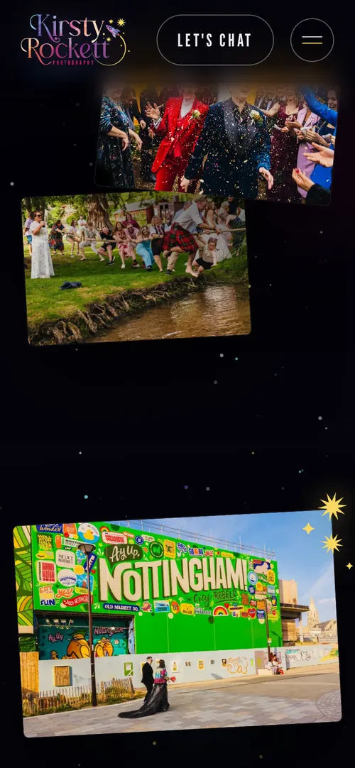 Kirsty Rockett Photography website on a phone