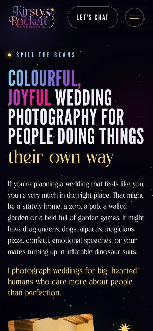 Kirsty Rockett Photography website on a phone
