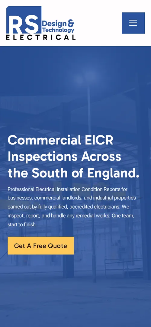 RS Design & Technology Electrical website on a phone