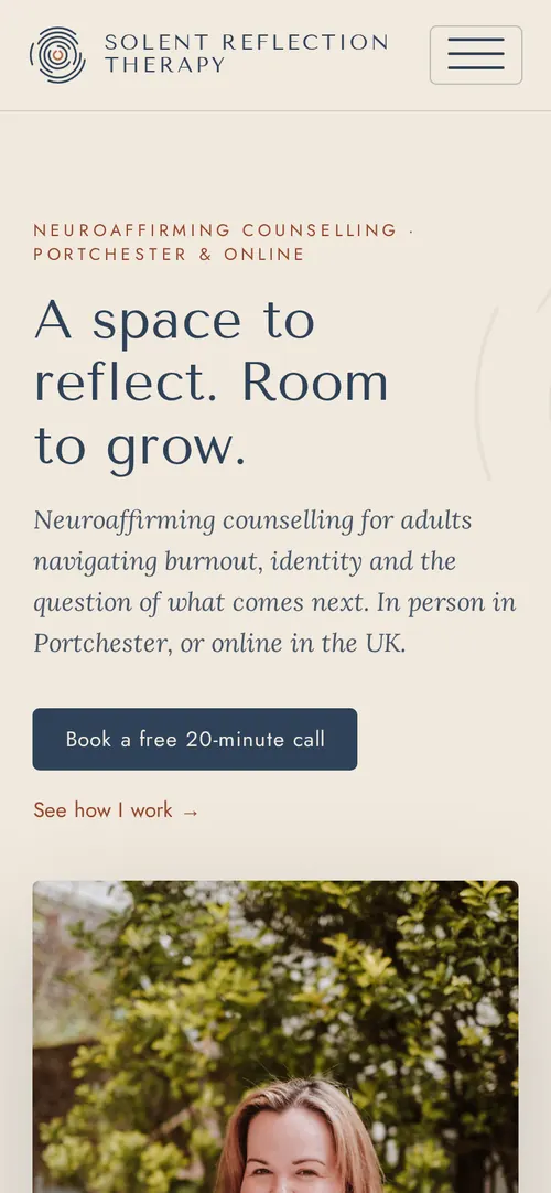 Solent Reflection Therapy website on a phone