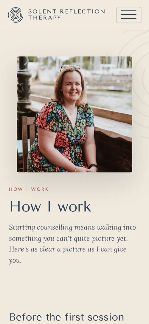Solent Reflection Therapy website on a phone