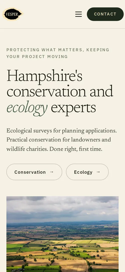 Vesper Conservation & Ecology website on a phone