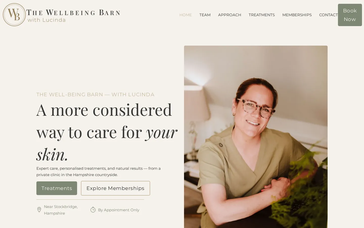 The Wellbeing Barn website, desktop view