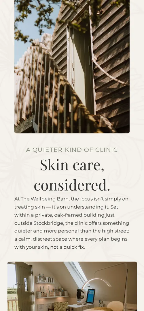 The Wellbeing Barn website on a phone