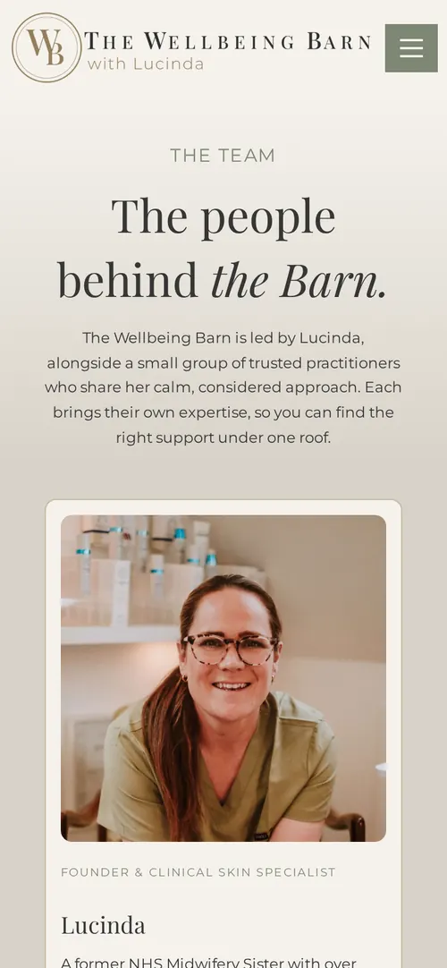 The Wellbeing Barn website on a phone