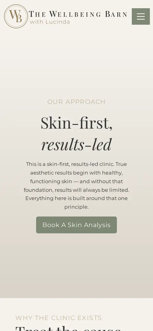 The Wellbeing Barn website on a phone